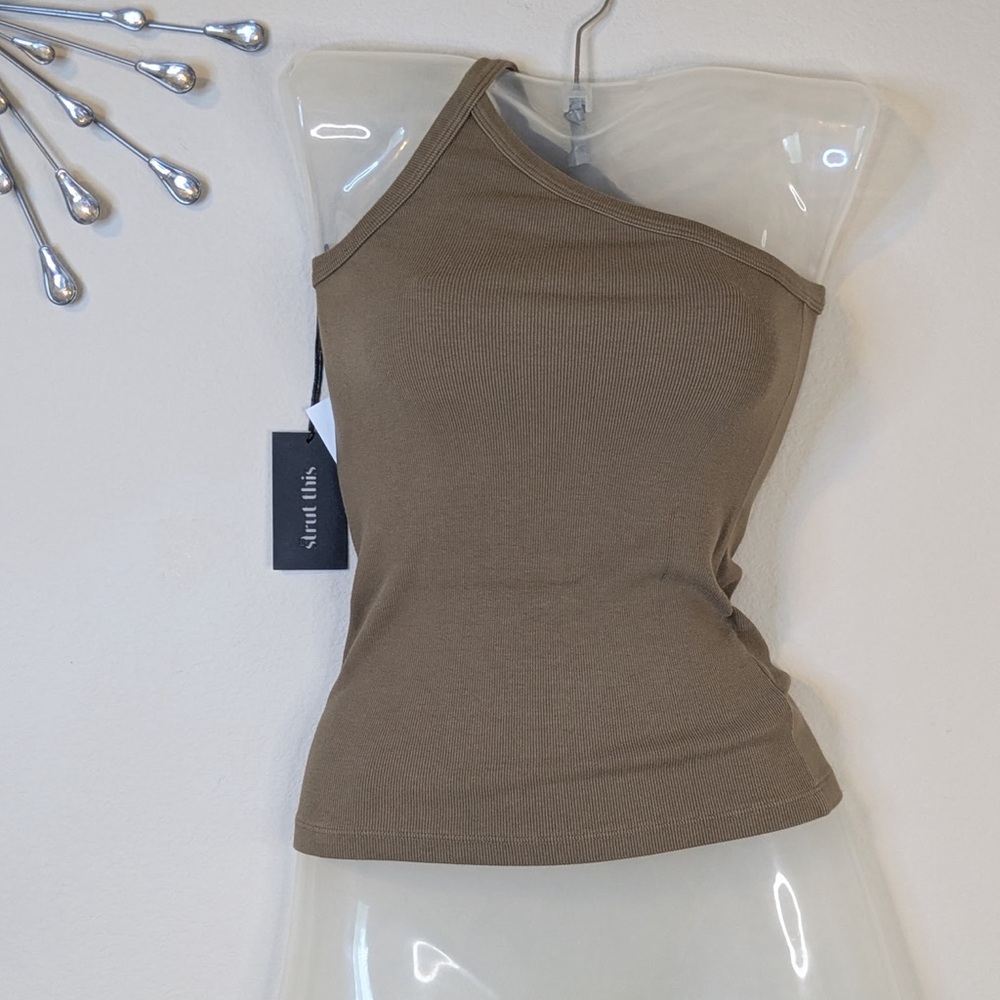 Strut-This Tobacco Isla One Strap Tank Top Size Small NWT